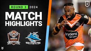 NRL 2024 | Wests Tigers v Sharks | Match Highlights image