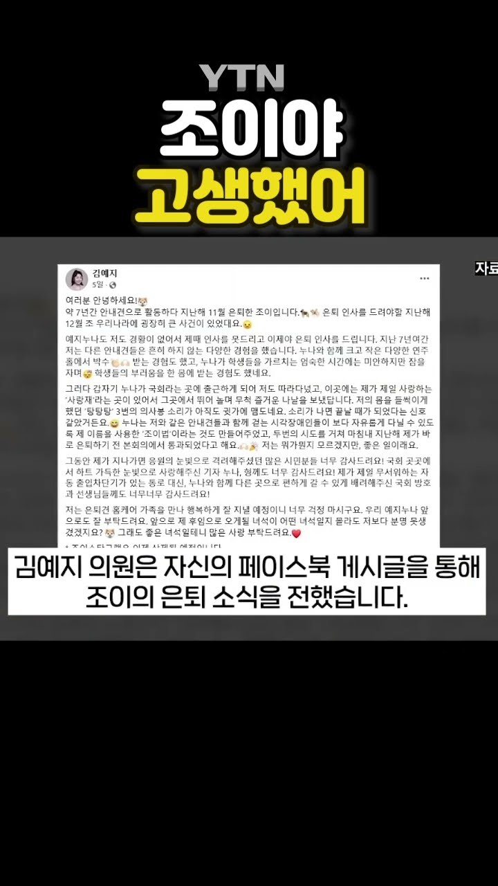 국회 안내견 은퇴 #shorts / YTN
