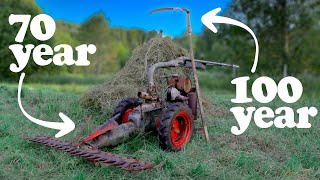 Making hay with ancient farming equipment on our homestead🤠