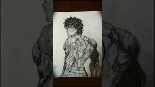 baki hanma 💪😈 draw 🔥 #shorts #drawing #bakihanma #anime #art #shortsfeed #baki #sketch