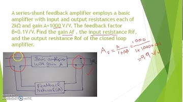 Example 1 on resistance calculation in different negative feedback amplifier topology
