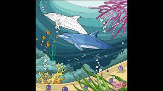 Dwa delfiny  w  morskiej otchłani, kolorowanki  dla  dzieci, świetna zabawa