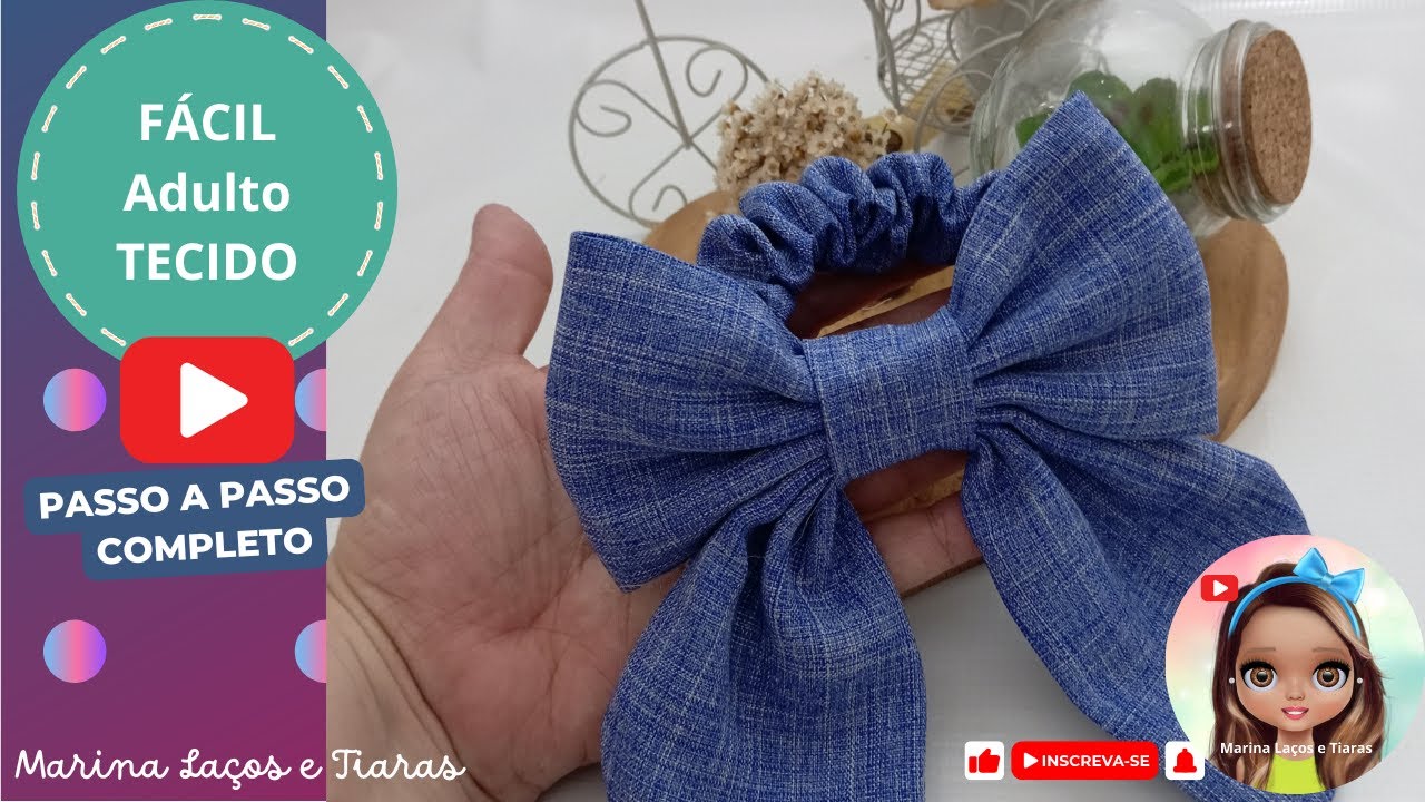 XUXINHA DE LINHO GG! 🎀 Passo a Passo Completo do Scrunchie Luxuoso com Laço e Pontas! ✨