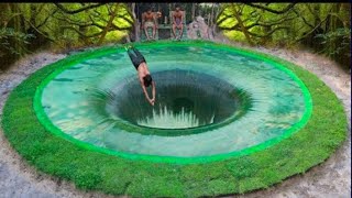 I Build Underground House Water Slide To Tunnel Underground Swimming Pools For hiding