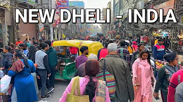 New Delhi, Paharganj - Walking EXTREMLY BUSY Streets | India Walking Tour 4K HDR