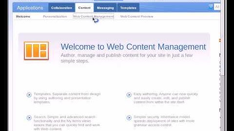 IBM Web Content Management; Navigate to admin panel