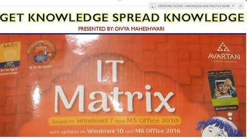 COMPUTER IT MATRIX PART-3 CLASS-3 CH-4 OPERATING SYSTEM