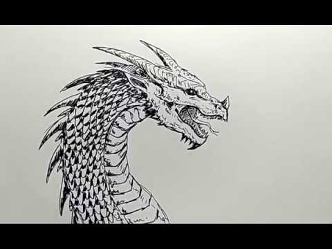 cara menggambar kepala naga  how to draw dragon head 