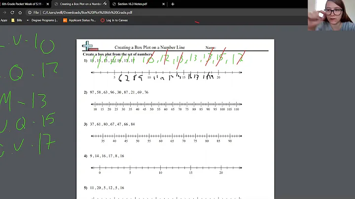 6th Grade Math Box Plot Worksheet (5/13/20)