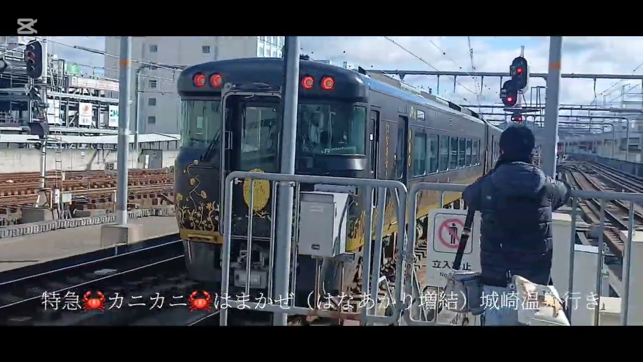 臨時特急🦀カニカニ🦀はまかぜ+観光特急はなあかりの増結6両編成 通過発車集