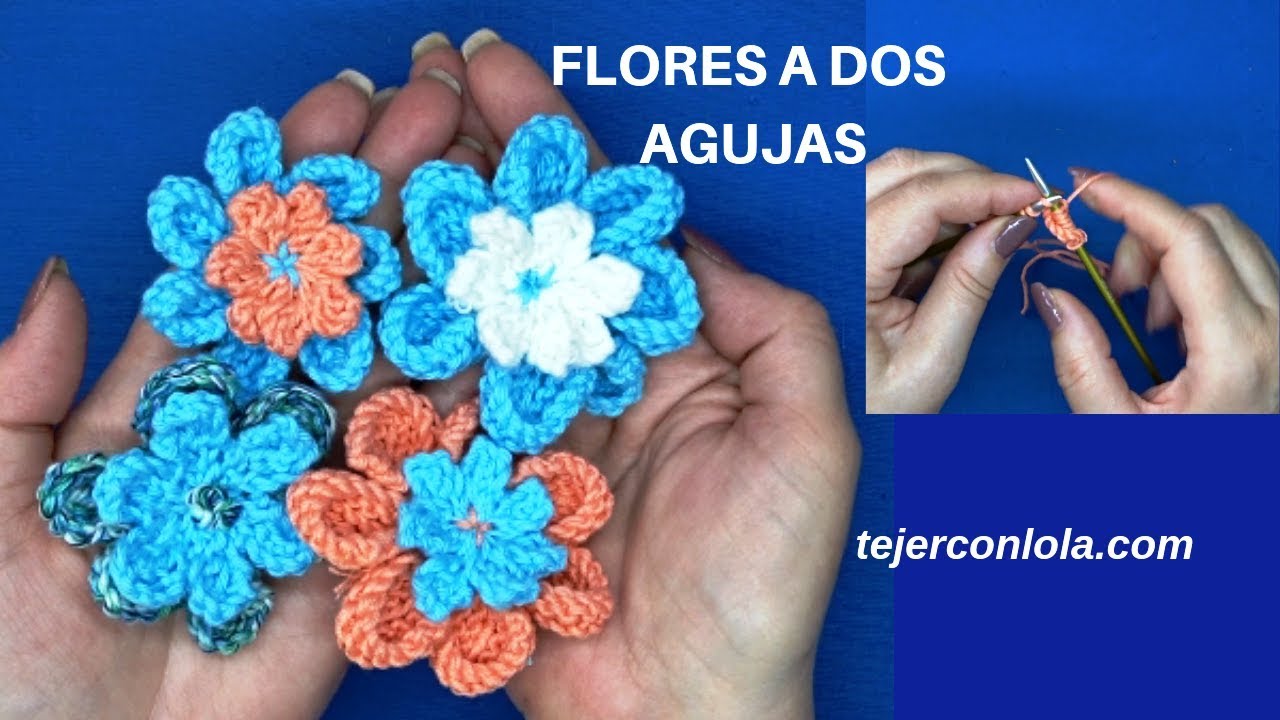 🌺 FLORES tejidas | a DOS AGUJAS 🌺