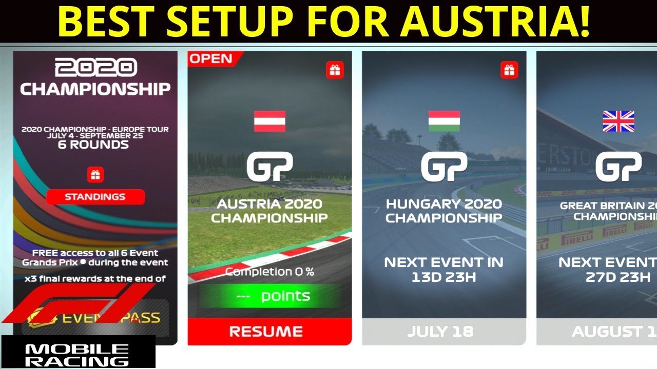 F1 Mobile Racing Best Setup for Austria + 2020 Championship is here