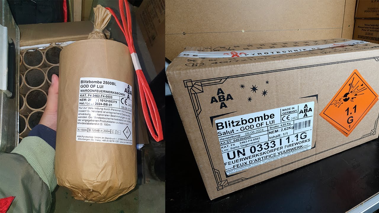 God of Lui Blitzbombe 2500 BL Maroonfeuerwerksbombe 150mm 2615g NEM Salut Shell Kategorie F4 von ABA