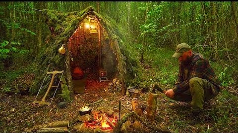 Building 7 Bushcraft Shelters in 12 Minutes - 4K TimeLapse Video