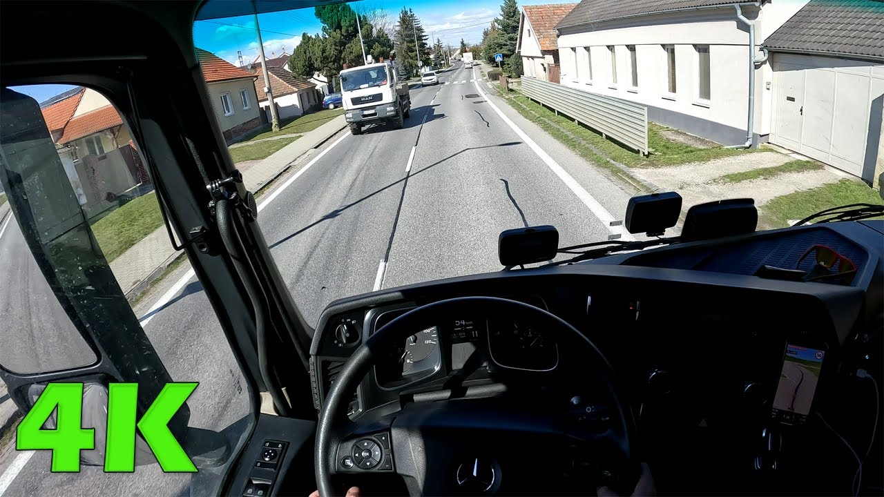 4K POV Truck driving Mercedes Actros to Slovakia