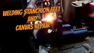 S02E16 Stanchions continued and canvas repair #boat #boatrenovation #diy  #restoration