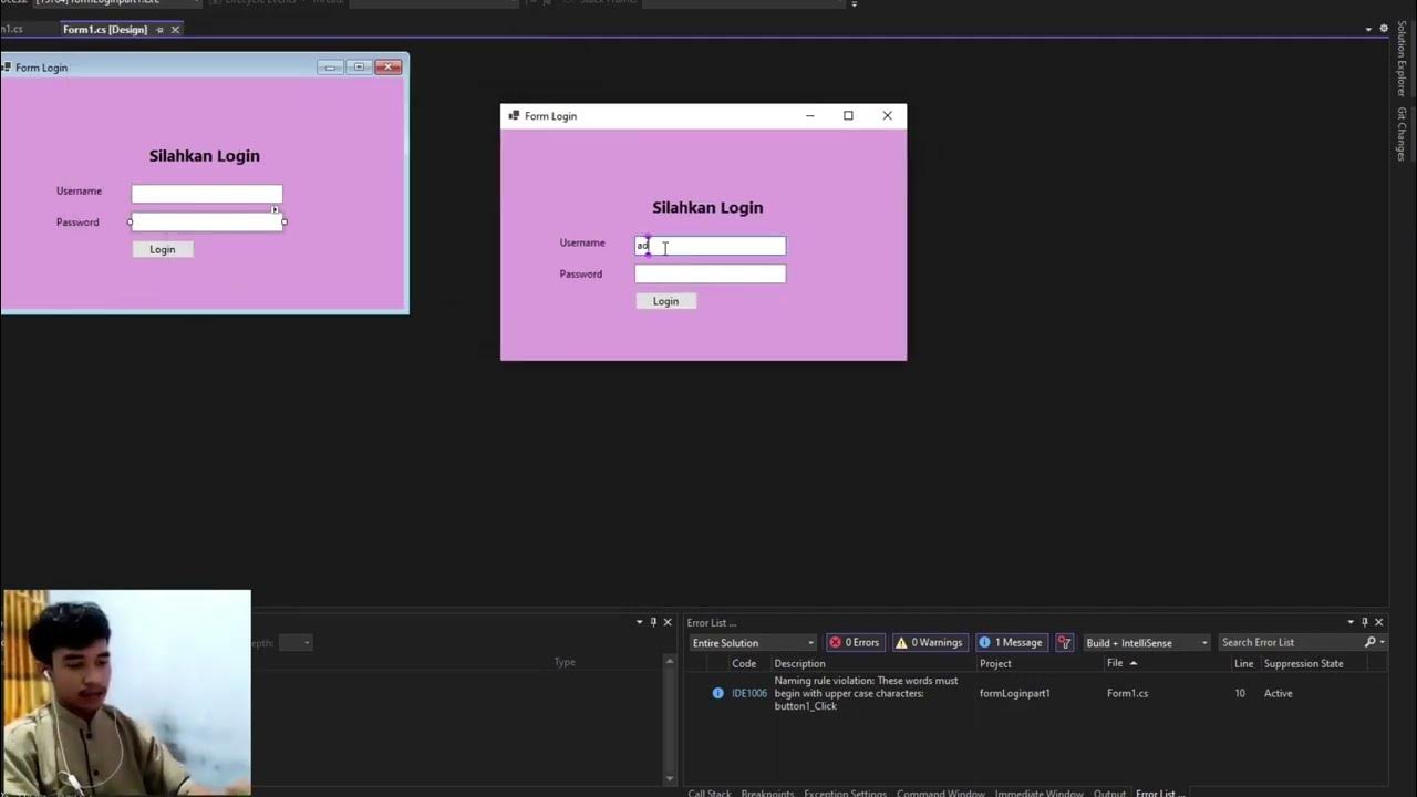 CARA MEMBUAT FORM LOGIN SEDERHANA DI VISUAL STUDIO 2022 - YouTube