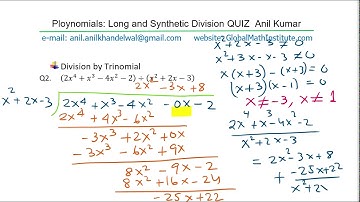 Solution to Polynomial Long Division and Synthetic Division Test Questions