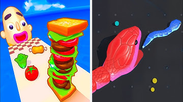 Sandwich Run VS Snake Clash iO || Gametron Gaming - Max All Level Speed Run Android & iOS Gameplay