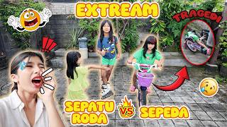 Extream Dista Main Sepeda Vs Sepatu Roda