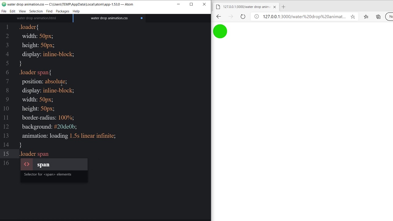 water drop animation using HTML and CSS with source code - YouTube