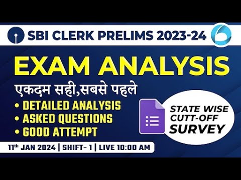 SBI Clerk Analysis 2023-24 (11 Jan 2024, Shift 1) | SBI Clerk Exam Analysis 2023 & Expected Cut Off