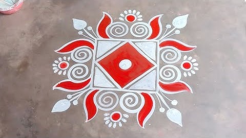 Unique square alpona design / Square Rangoli design / Simple square alpona design / Kolam / muggulu