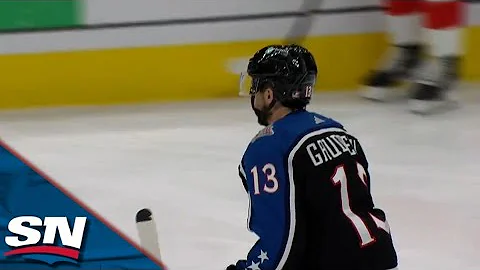 Blue Jackets' Kent Johnson Scores Off Johnny Gaudr...