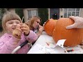 3 Yr Old Carving Her First Halloween Pumpkin