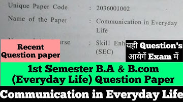sol du B.A & B.com Program Communication in Everyday Life Important Question paper 1st semester 2023