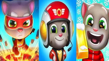 Talking Tom Sky Run VS Talking Tom Hero Dash VS Talking Tom Gold Run New world Gameplay Trailer