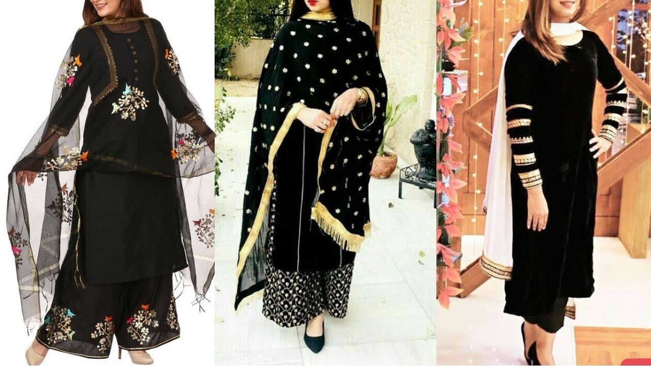 All Black? Punjabi Suit Design Black Plazo Suit Black Salwar Suit Black ...
