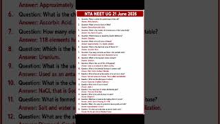 😱🔥📝 NTA NEET UG 21 June 2026 Question Paper Out! | Bio, Physics & Chemistry Questions Analysis 🧬⚕️