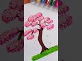 drawing tree with brushpen🌸 #shorts #drawing #art #brushpen #colors #painting #colormixing