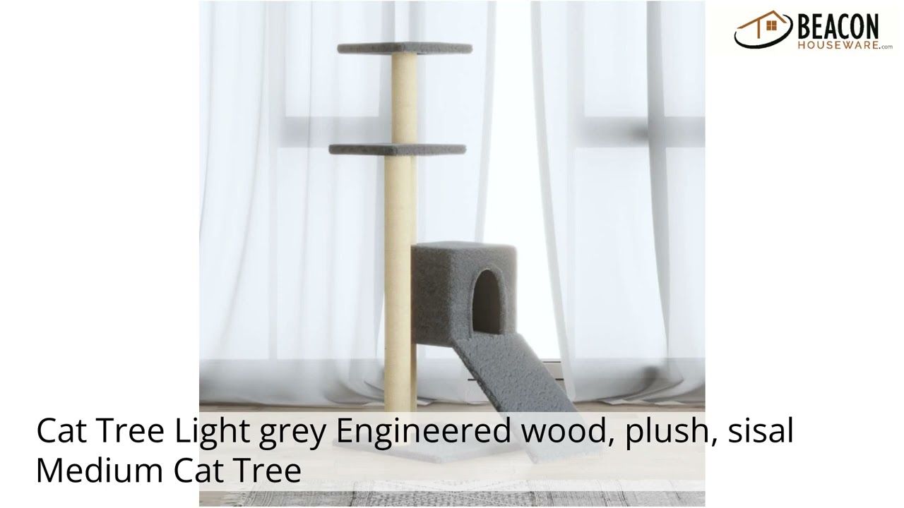 Cat Tree Light grey Engineered wood plush sisal Medium Cat Tree