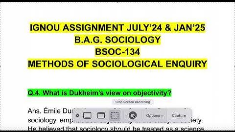 SOLVED BSOC-134 IGNOU ASSIGNMENT JULY’24 & JAN’25 Dukheim’s view on objectivity #bsoc #bsoc134