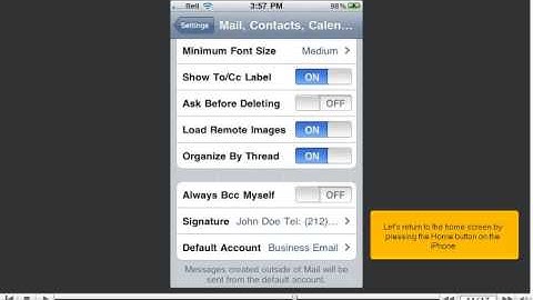 Video 2.2c - Setting up email signature on the Iphone