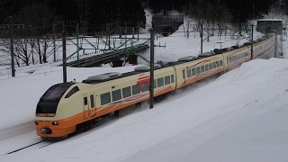 E653系U101編成臨時特急ほくほく十日町雪祭り号　土樽駅付近にて