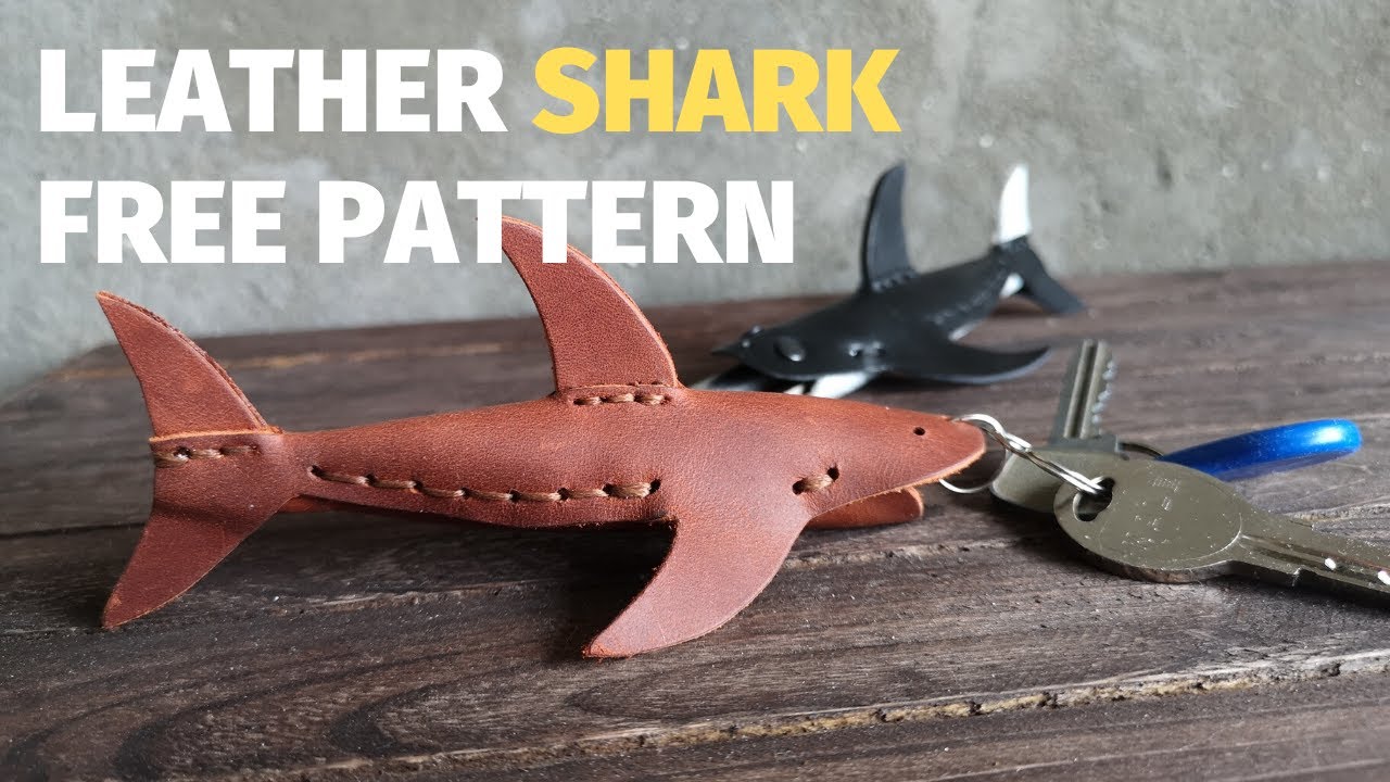 Leather case for tool or leather keychain look like shark