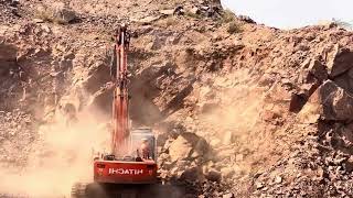 “Dangerous Excavator Work on Mountain | Huge Rocks Falling Near the Machine | Risky Stone Breaking”