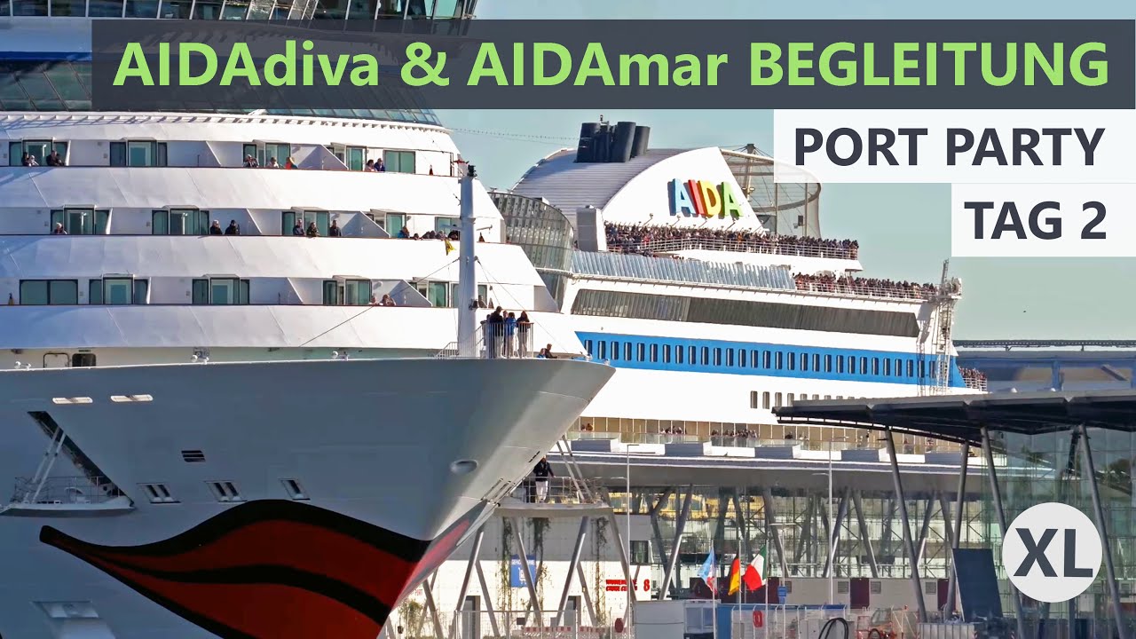 AIDAmar & AIDAdiva PORT-Party (Tag 2) auslaufen 💋 // Warnemünde ⛴️ + Schlepperballett (27.04.2025)