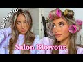 AT-HOME SALON BLOWOUT W/ ROLLERS TUTORIAL *big & bouncy* 2021