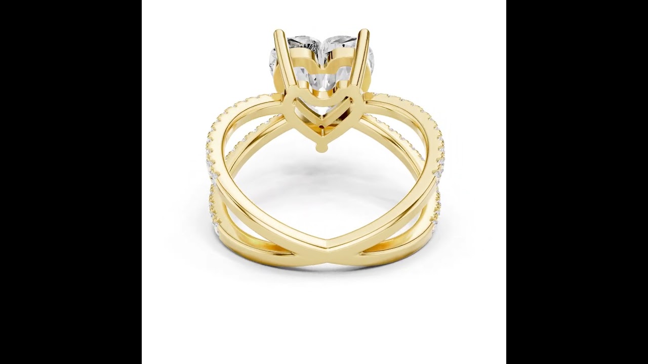 Criss Cross Heart Cut Lab Grown Diamond Wedding Ring