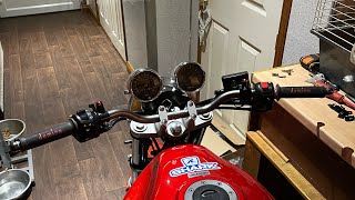 Installing Renthal Bars & Bar ends with new grips on the Bandit