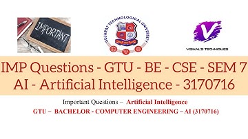 IMP Question - AI - 3170716 | Question Bank of Artificial Intelligence | GTU - BE - CSE - SEM 7 - AI
