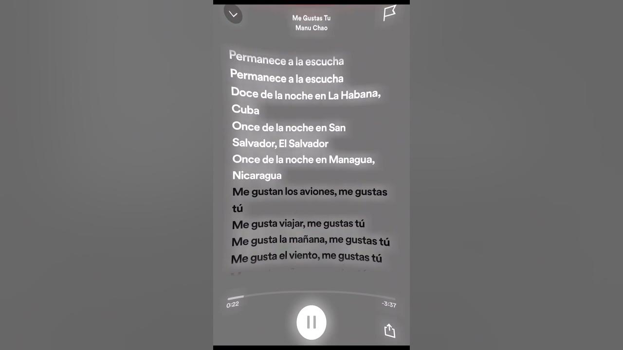 Me Gustas Tu Lyrics spotify lyrics lyricvideo YouTube