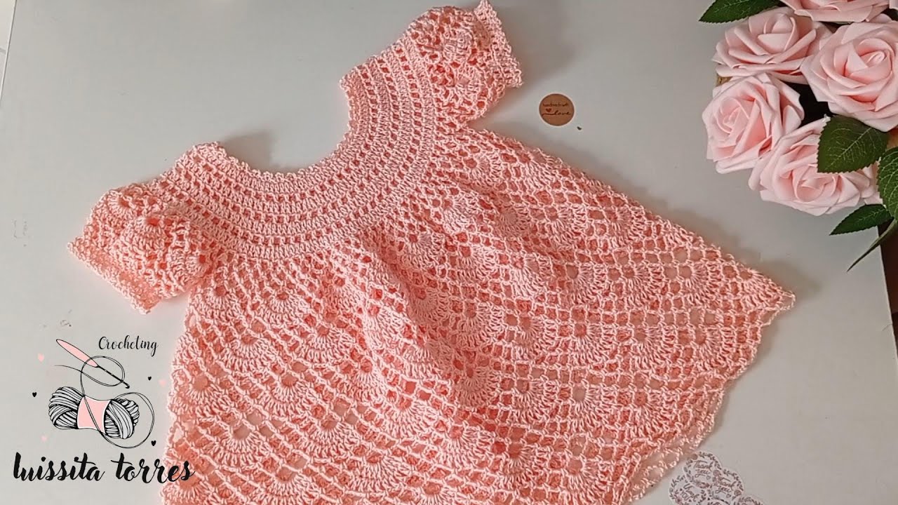 WOW!!🥰Vestido para Bebé Tejido a Crochet 6-9 Meses paso a paso Fácil y Rápido de tejer Nuevo patrón