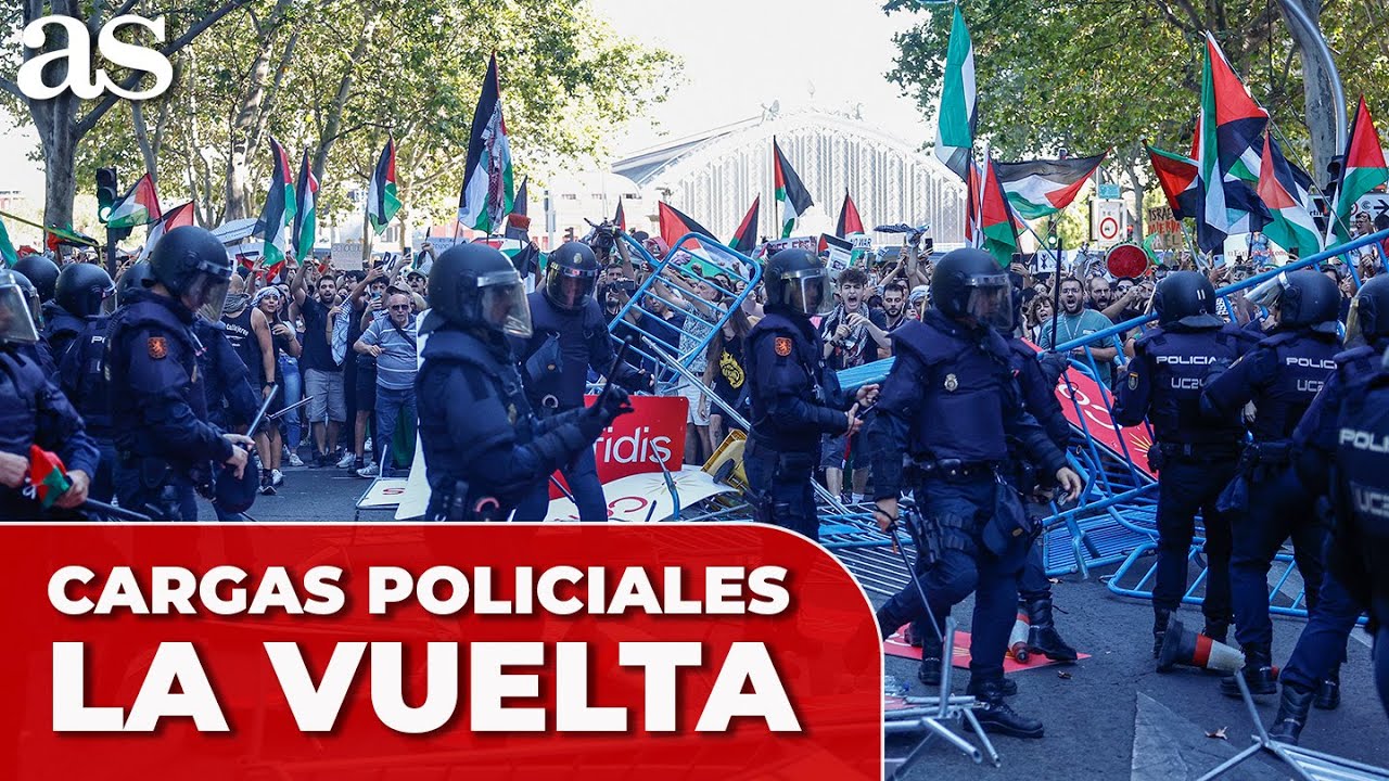 El MOMENTO de MÁS TENSIÓN en las PROTESTAS de la VUELTA: FUERTES CARGAS en el PASEO DEL PRADO