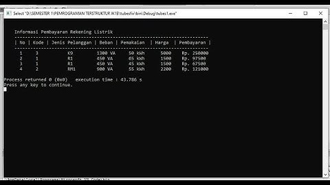 Program Pembayaran Listrik dengan Bahasa C