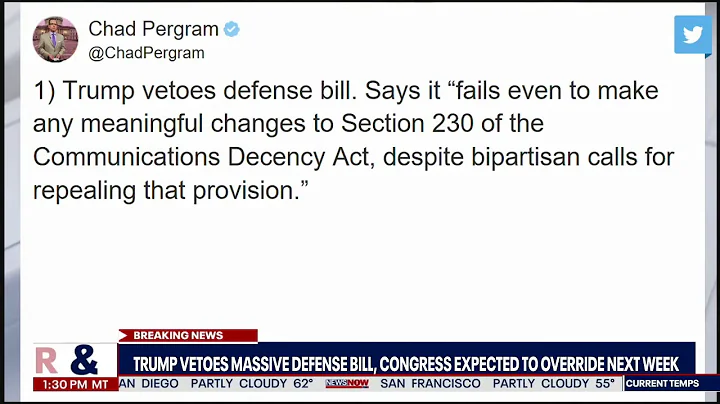 President Trump Vetoes Defense Bill | NewsNOW from FOX
